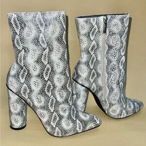 Snakeskin Grey Ankle Boots